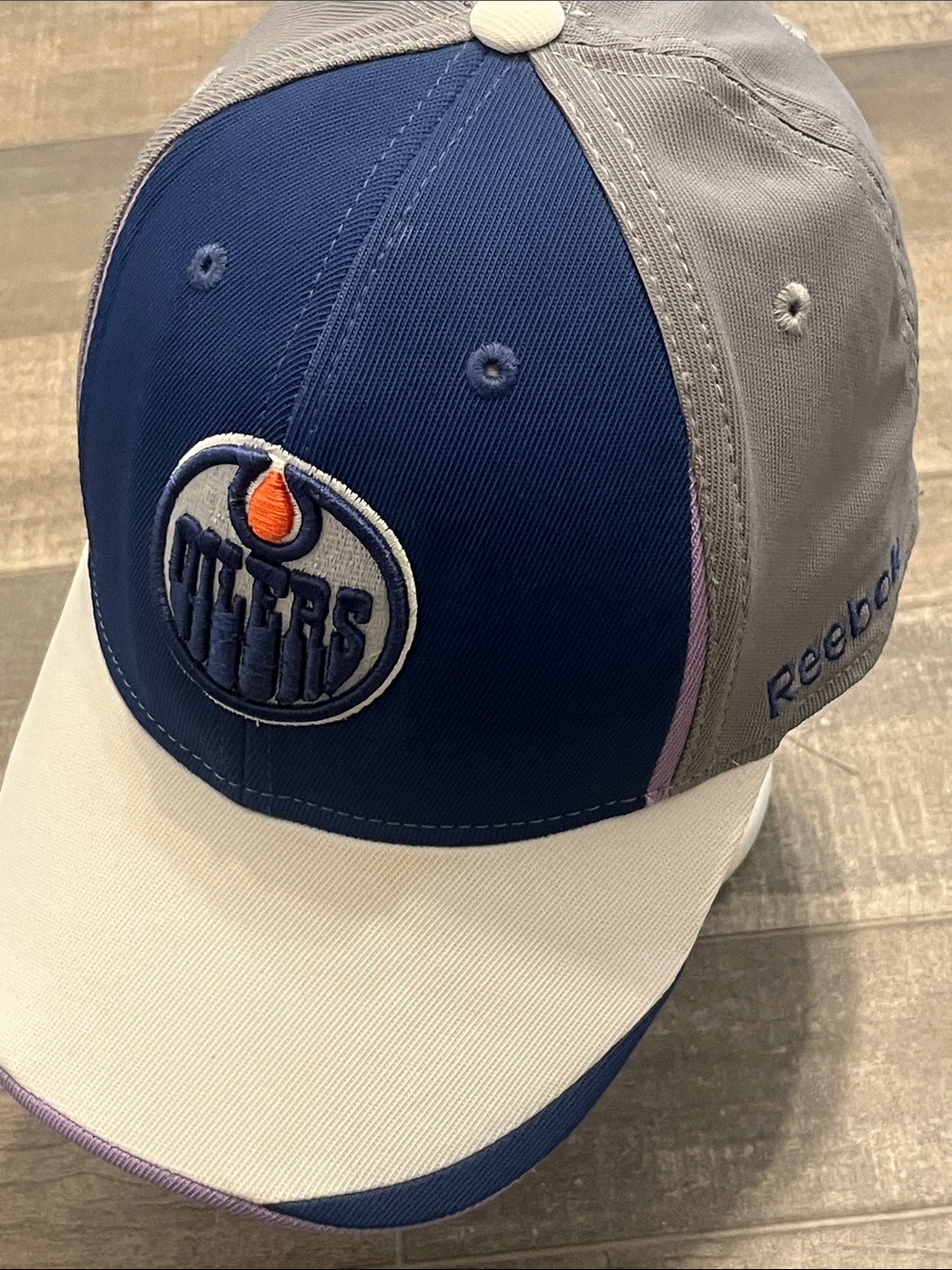 NHL Reebok Blue White Gray Trucker Hat with Orange Accent - Picture 4 of 12